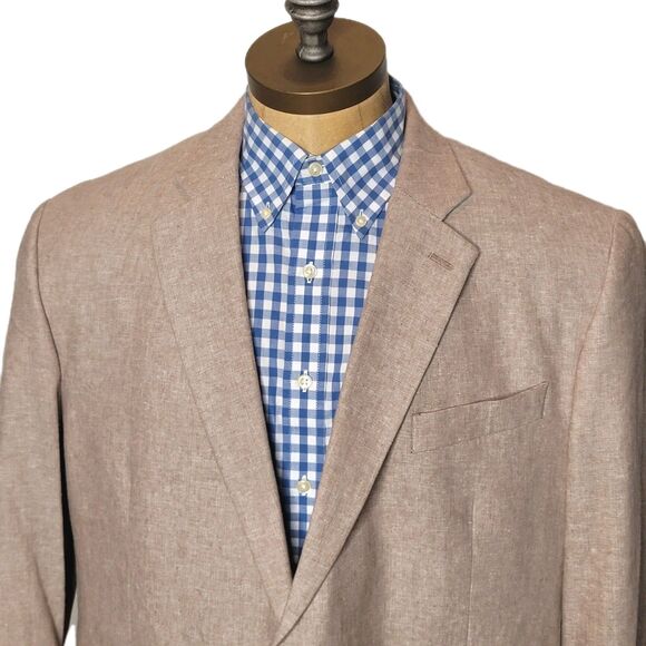 NWT Stafford Blazer Mens 48R Beige Linen Blend Classic Fit Sportscoat - Picture 1 of 15